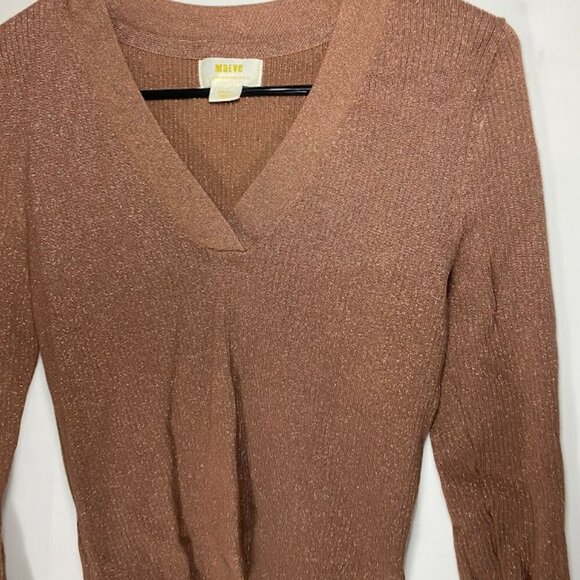 Anthropologie Maeve Fitted Brown Shimmer Sweater - Picture 2 of 5